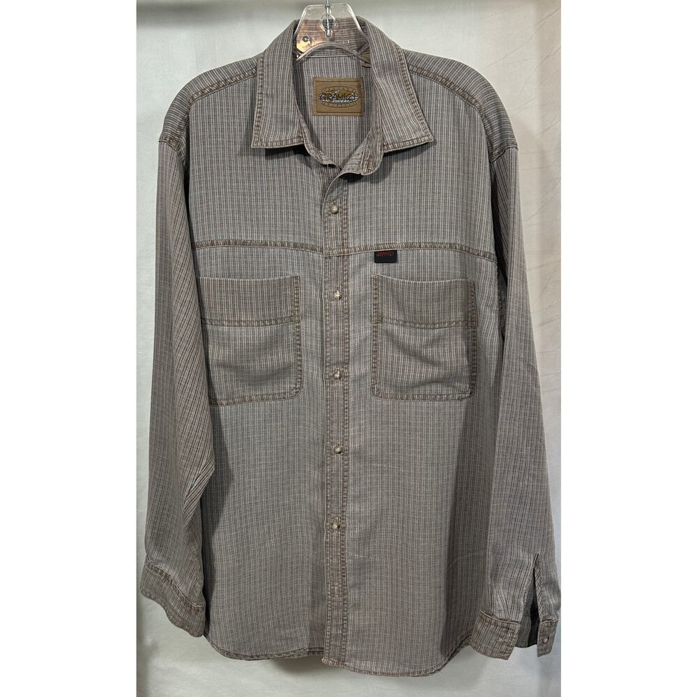 Gramicci Men’s Large Hemp Cotton Stripe Button Down Shirt USA Made